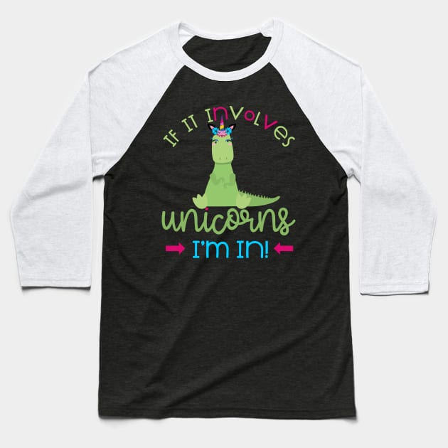 Unicornus Rex Baseball T-Shirt by strawberrymonkee